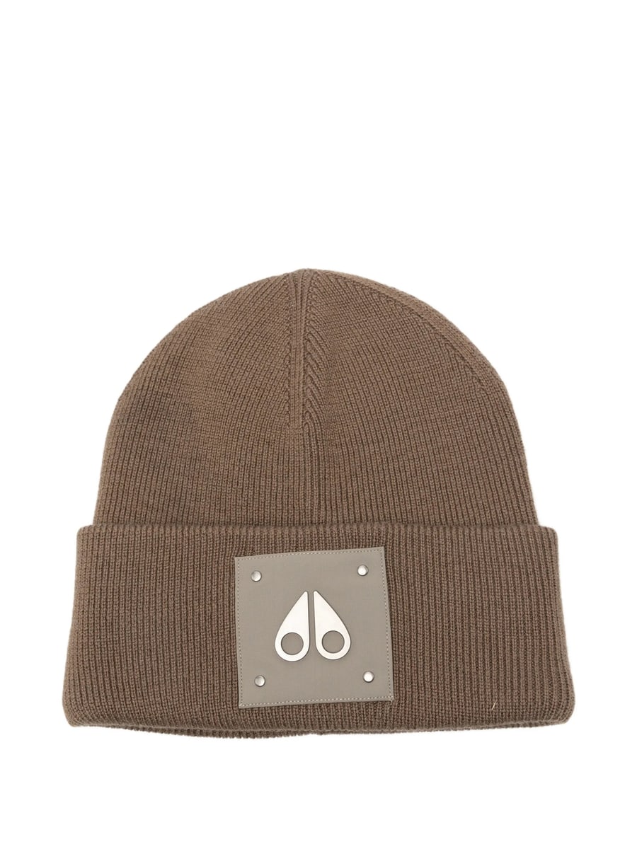 Moose Knuckles Moose Knuckles Logo-patch Ribbed-knit Beanie Hat