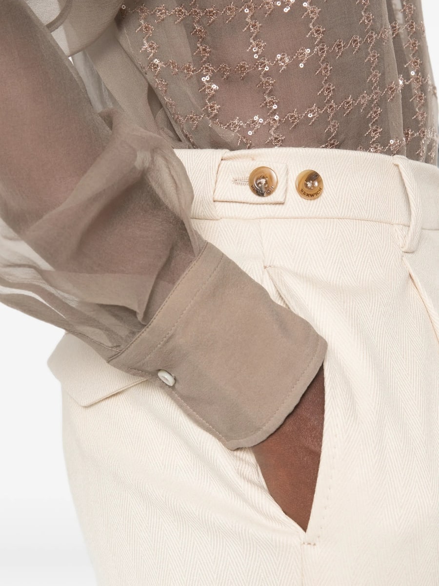 Berwich Berwich Herringbone Pleated Trousers, view 4