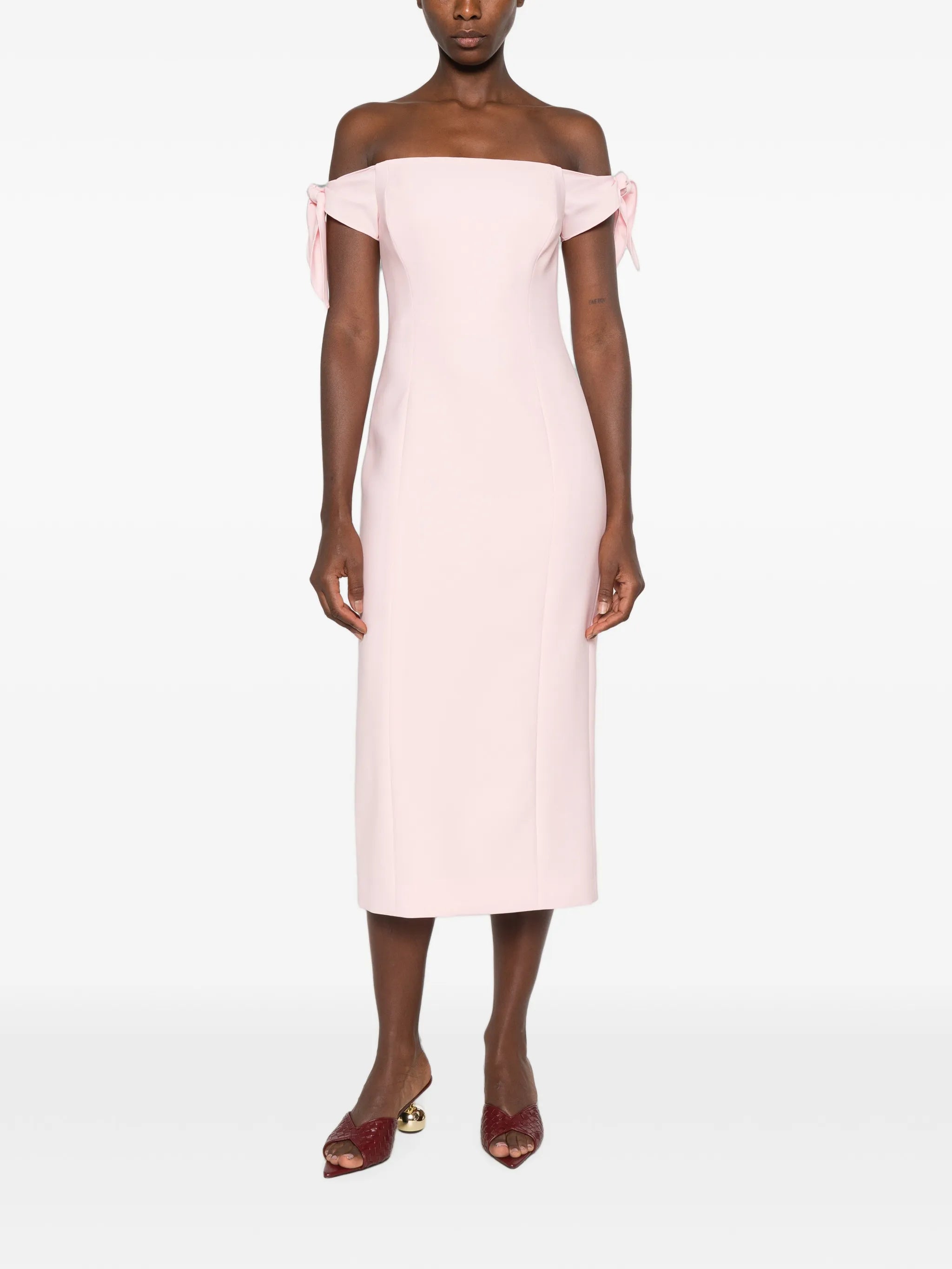 Carolina Herrera Carolina Herrera Off-shoulder Bow-detail Midi Dress, view 2