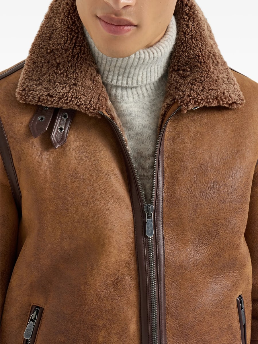 Brunello Cucinelli Brunello Cucinelli Shearling Aviator Jacket, view 3