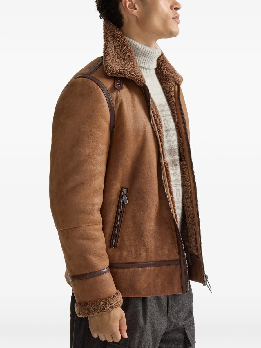 Brunello Cucinelli Brunello Cucinelli Shearling Aviator Jacket, view 4