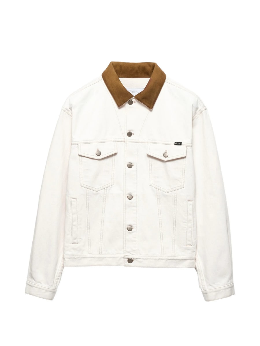 Prada Prada Old Denim Jacket With Leather Details