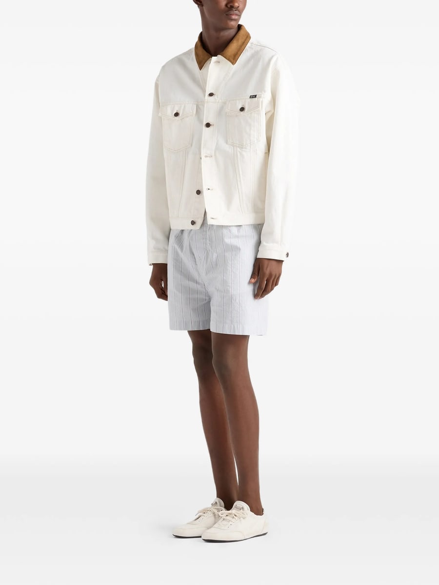Prada Prada Old Denim Jacket With Leather Details, view 2
