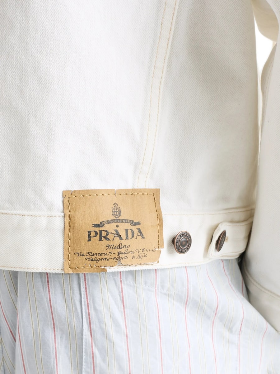 Prada Prada Old Denim Jacket With Leather Details, view 6