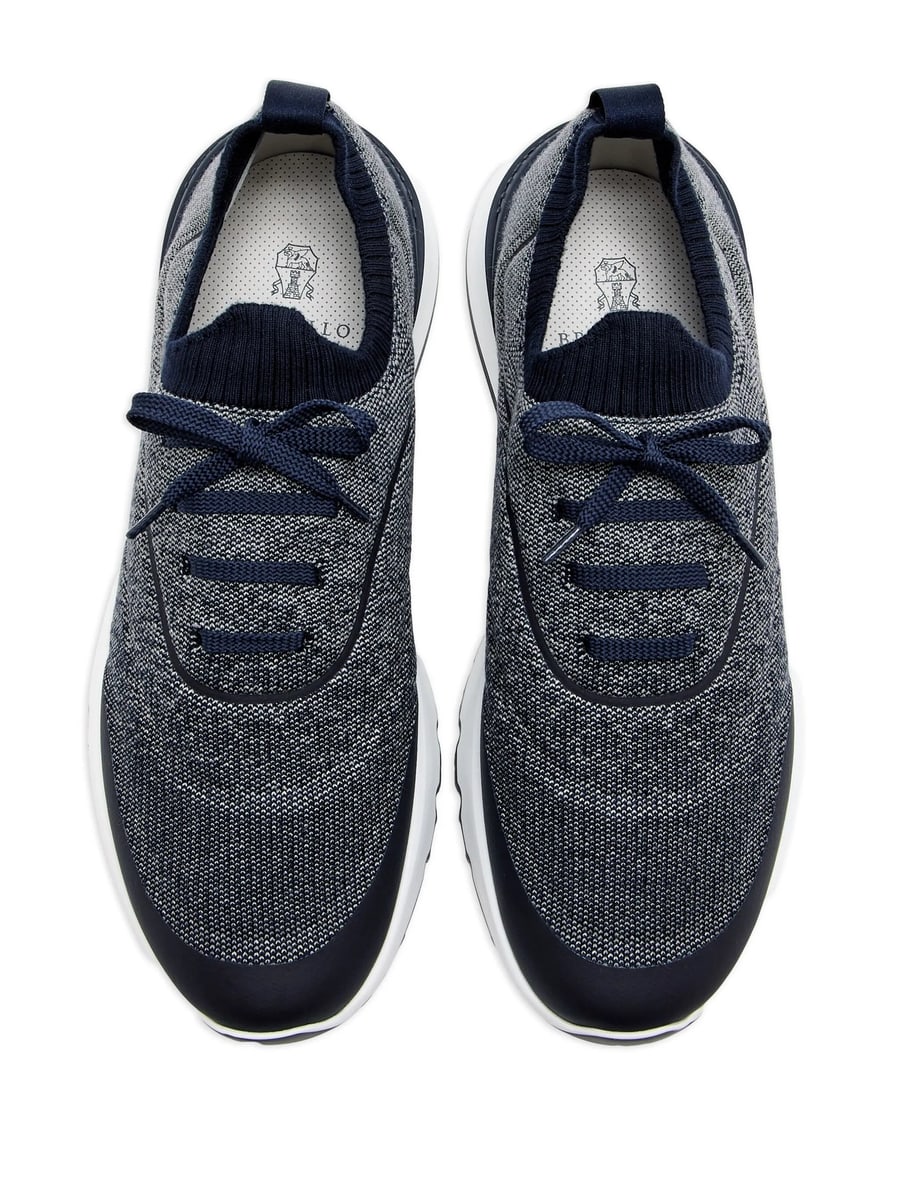 Brunello Cucinelli Brunello Cucinelli Knitted Lace-up Sneakers, view 3