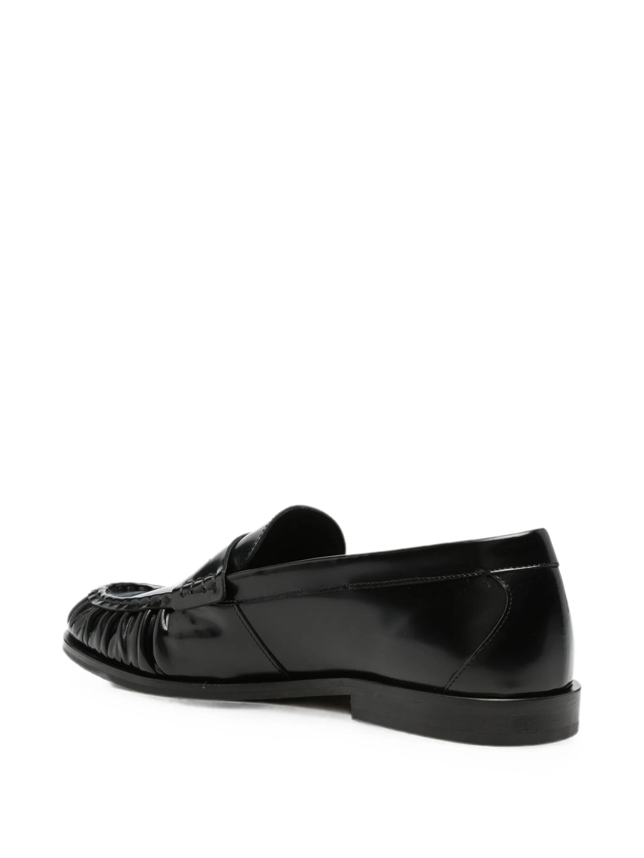 Vinny's Vinny's Ruched-detail Leather Loafers, view 2