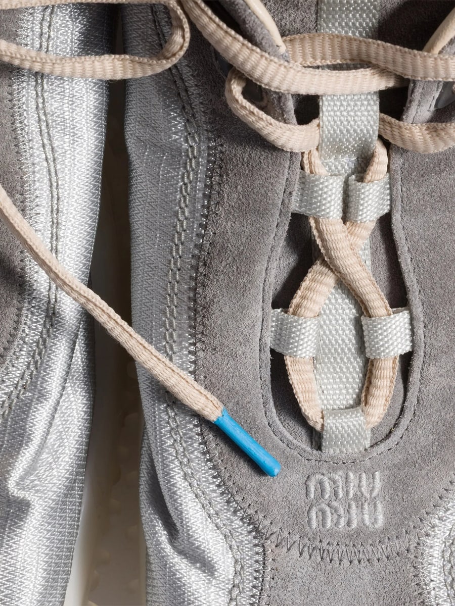 Miu Miu Miu Miu Bubble Technical Fabric And Suede Sneakers, view 2