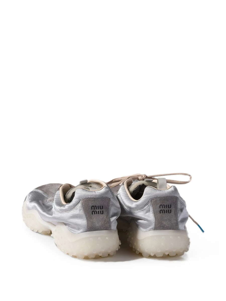 Miu Miu Miu Miu Bubble Technical Fabric And Suede Sneakers, view 3