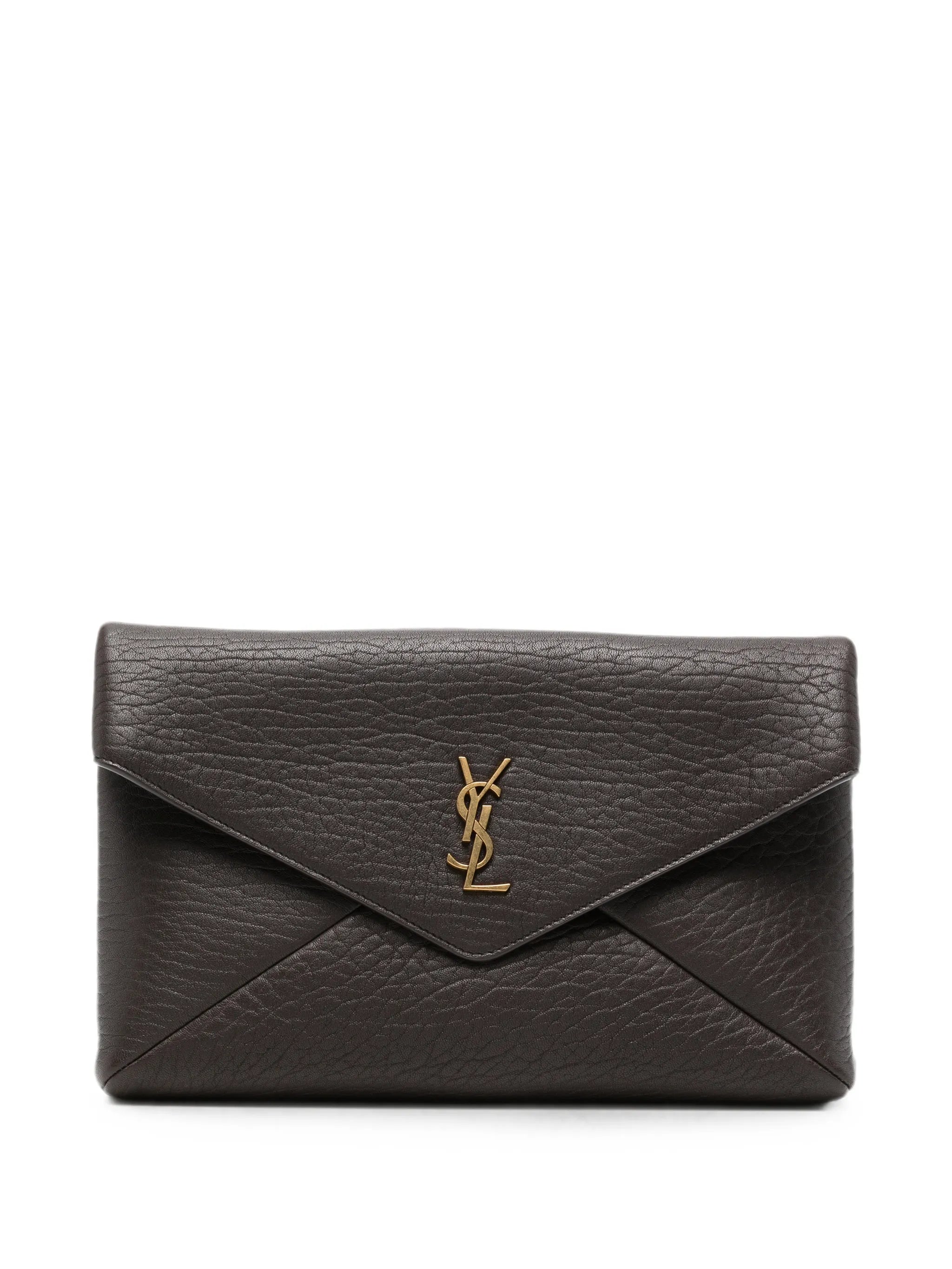 Saint Laurent Saint Laurent Cassandre Grained-leather Clutch Bag