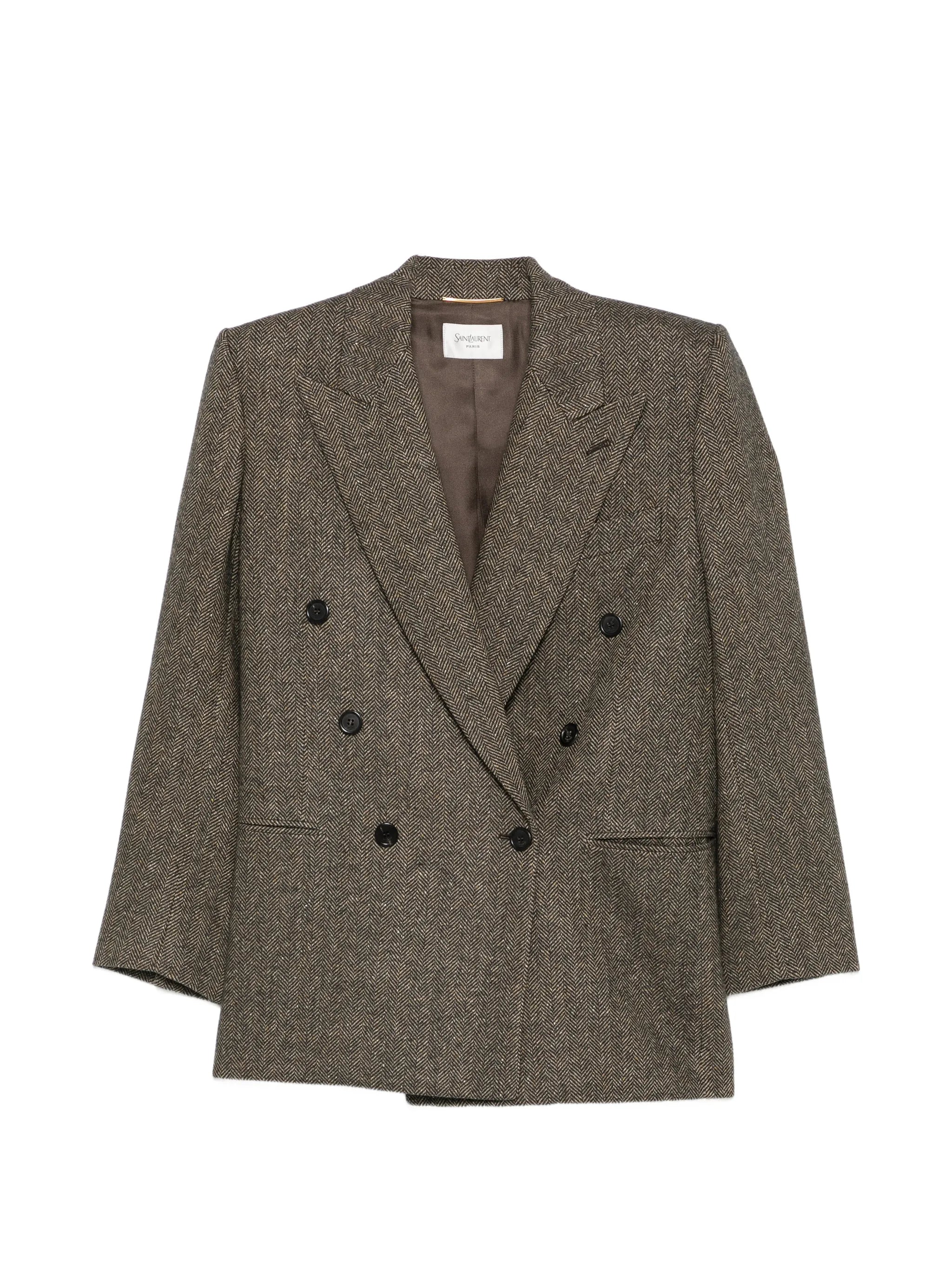Saint Laurent Saint Laurent Herringbone-pattern Double-breasted Blazer