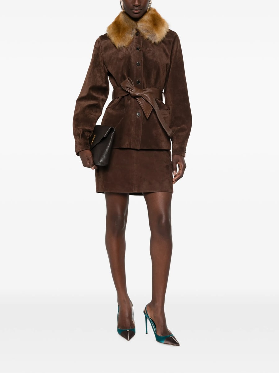 Saint Laurent Saint Laurent Belted Leather Jacket, view 2
