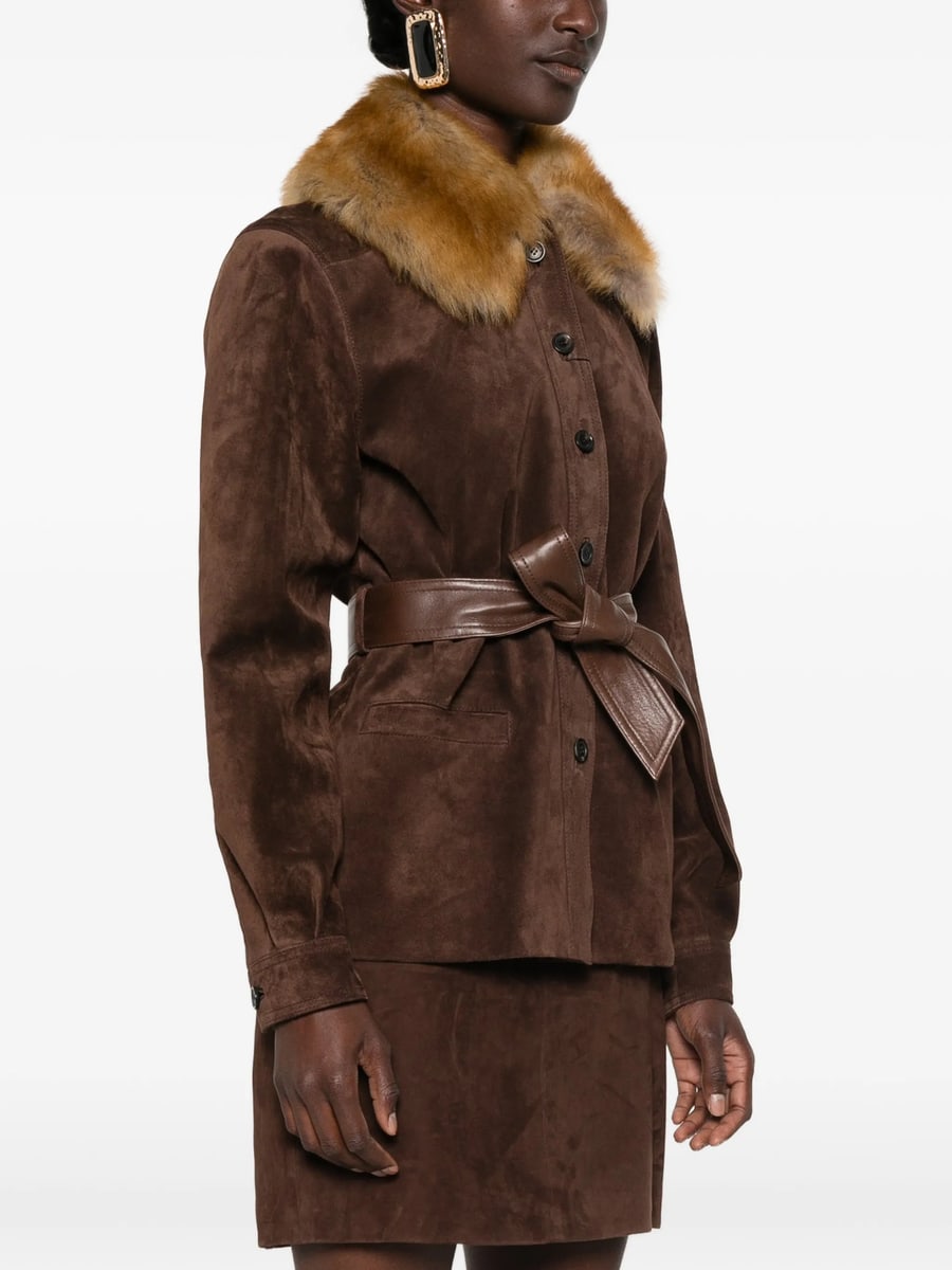 Saint Laurent Saint Laurent Belted Leather Jacket, view 4