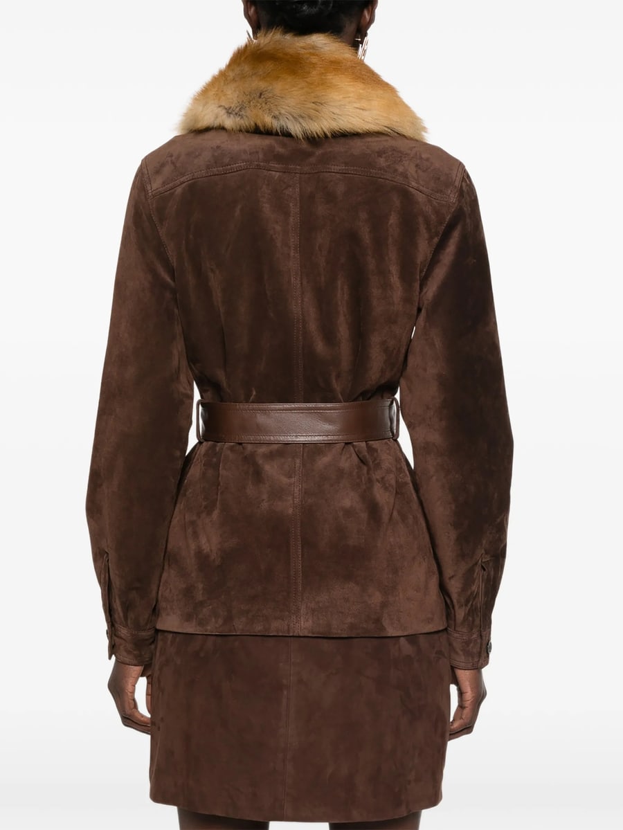 Saint Laurent Saint Laurent Belted Leather Jacket, view 5