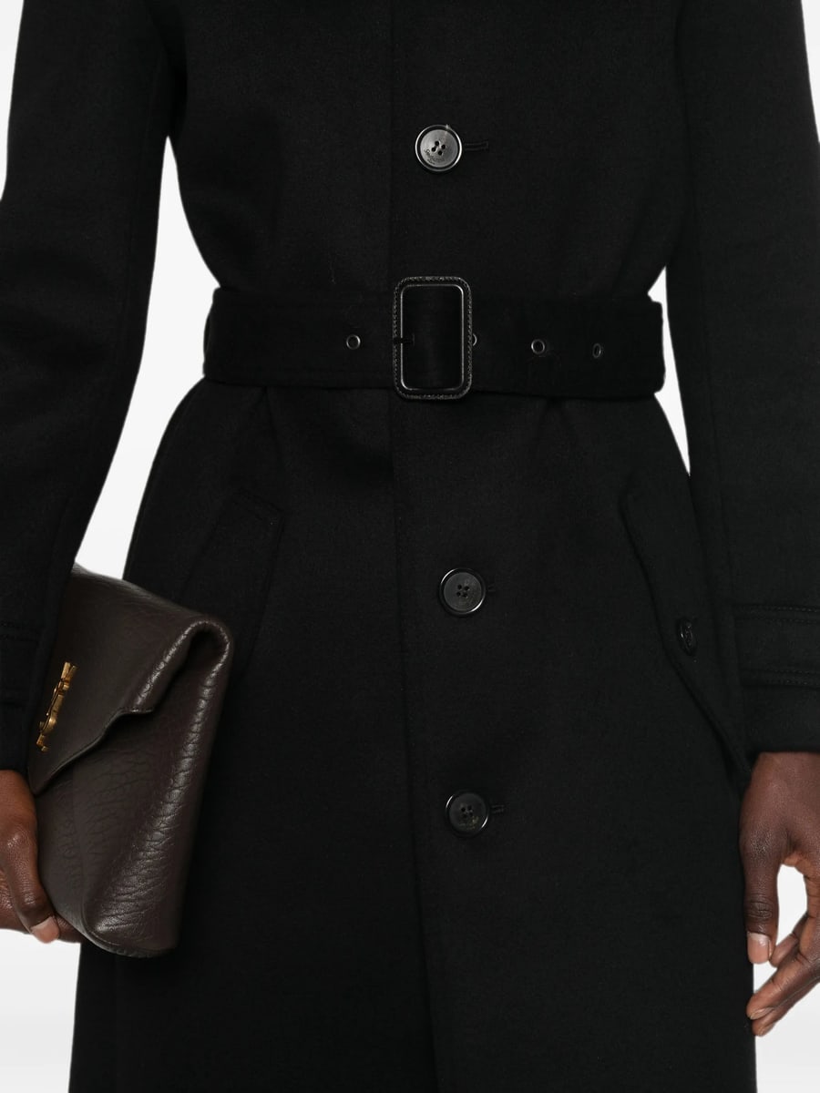 Saint Laurent Saint Laurent Belted Single-breasted Coat, view 3
