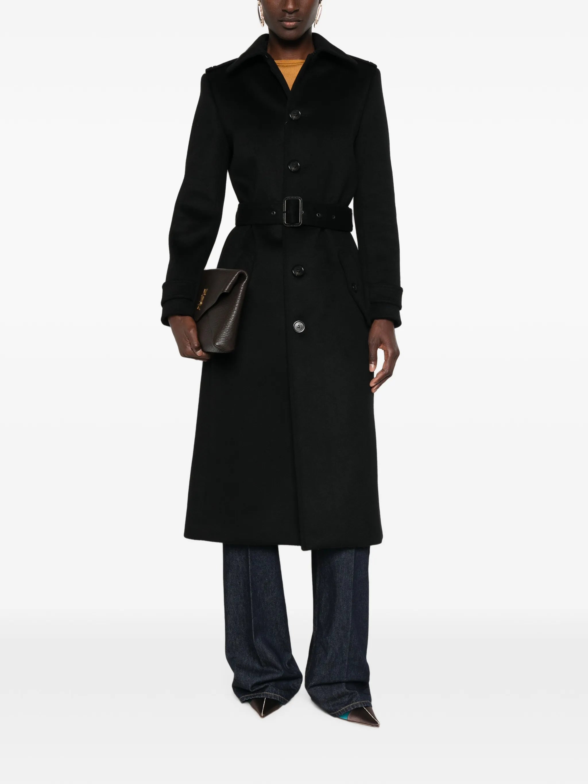 Saint Laurent Saint Laurent Belted Single-breasted Coat, view 2