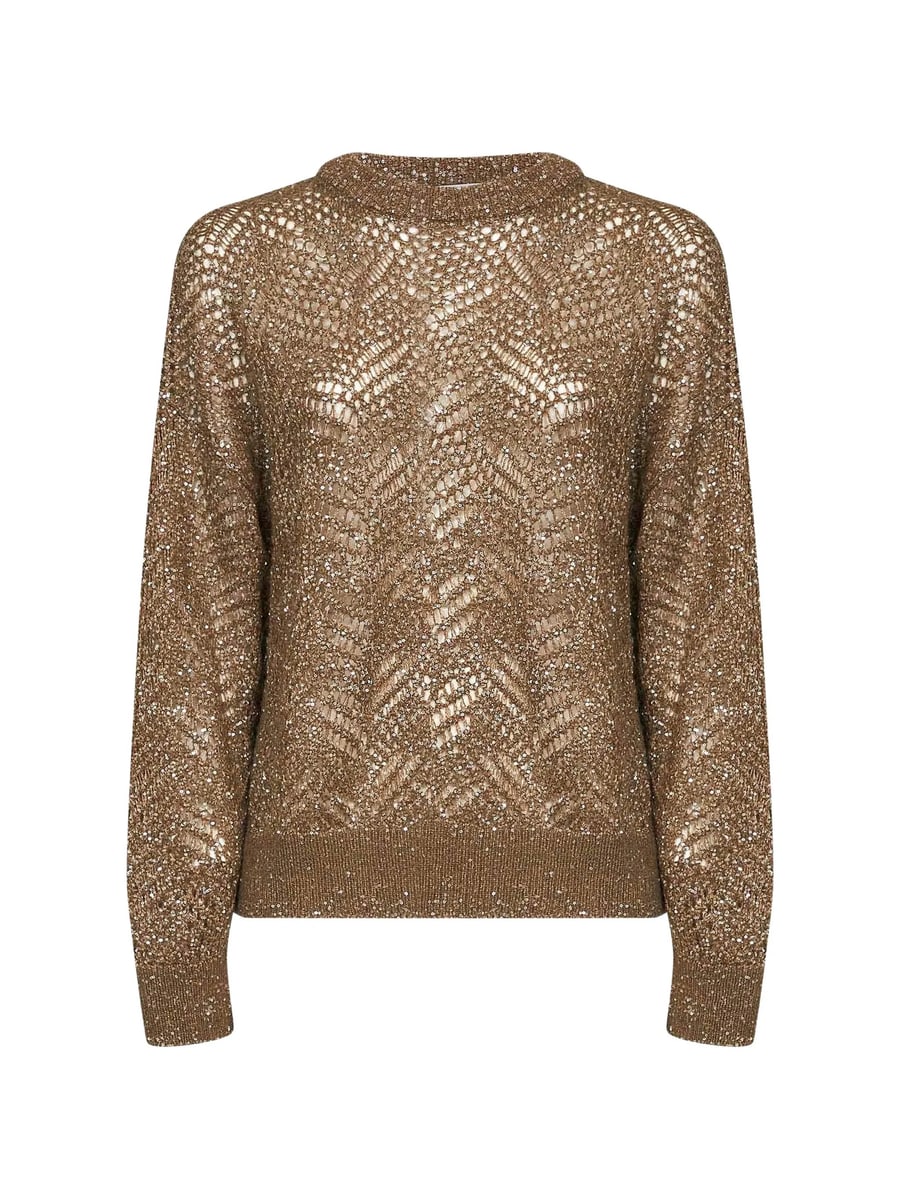 Brunello Cucinelli Brunello Cucinelli Sequin-embellished Openwork-knit Sweater
