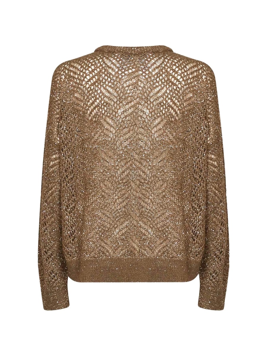 Brunello Cucinelli Brunello Cucinelli Sequin-embellished Openwork-knit Sweater, view 2