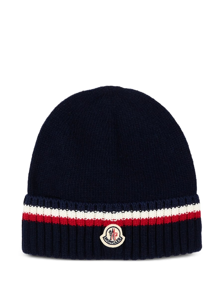 Moncler Moncler Logo-patch Striped Beanie Hat
