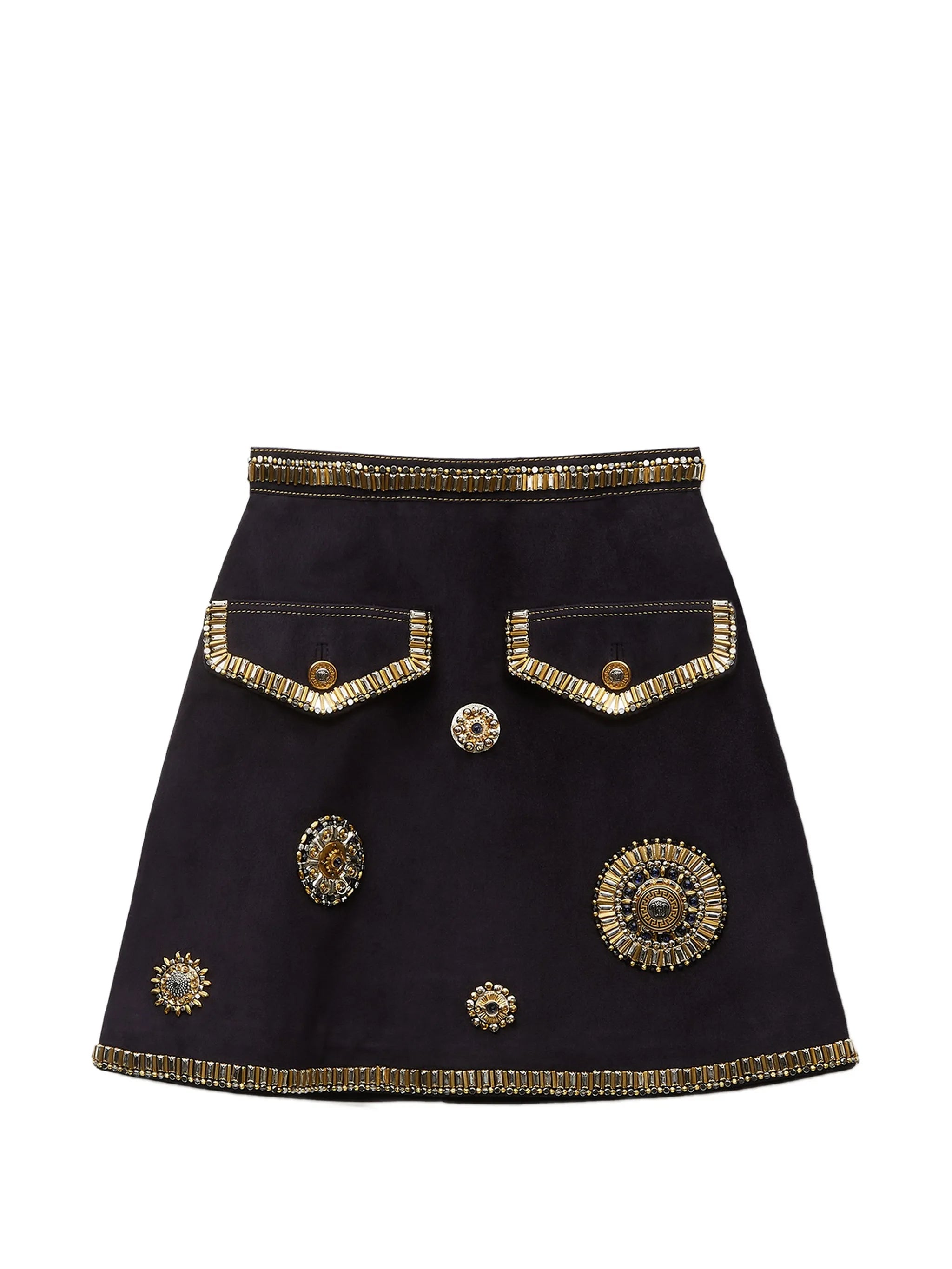 Versace Versace Embroidered Suede Mini Skirt