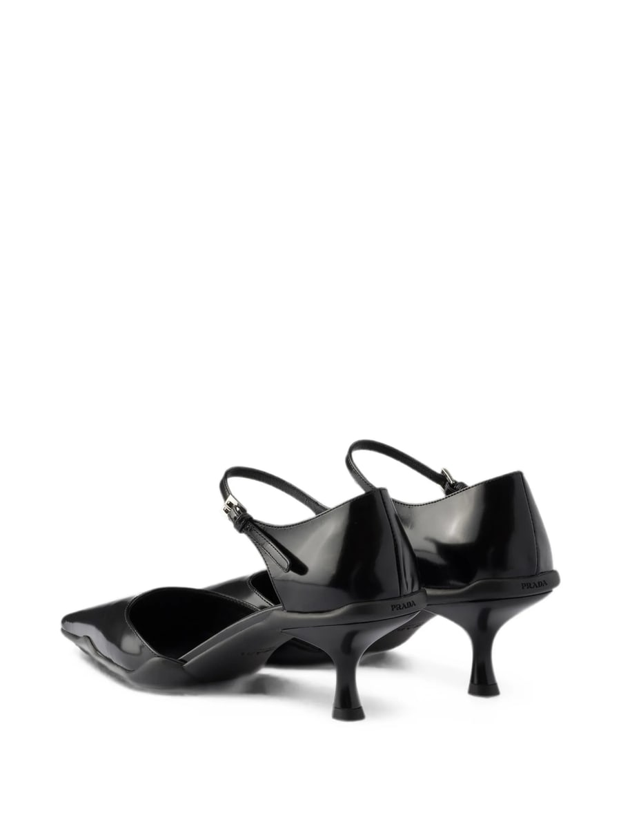 Prada Prada Decollete Brushed-leather D'Orsay Pumps, view 3