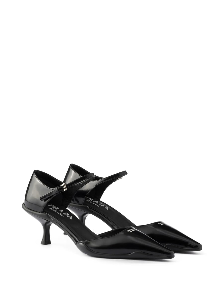 Prada Prada Decollete Brushed-leather D'Orsay Pumps, view 5