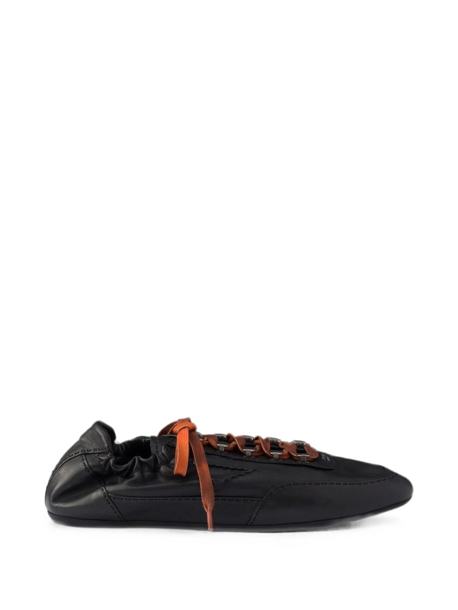 Prada Prada Collapse Antiqued Nappa Leather Sneakers With Hooks