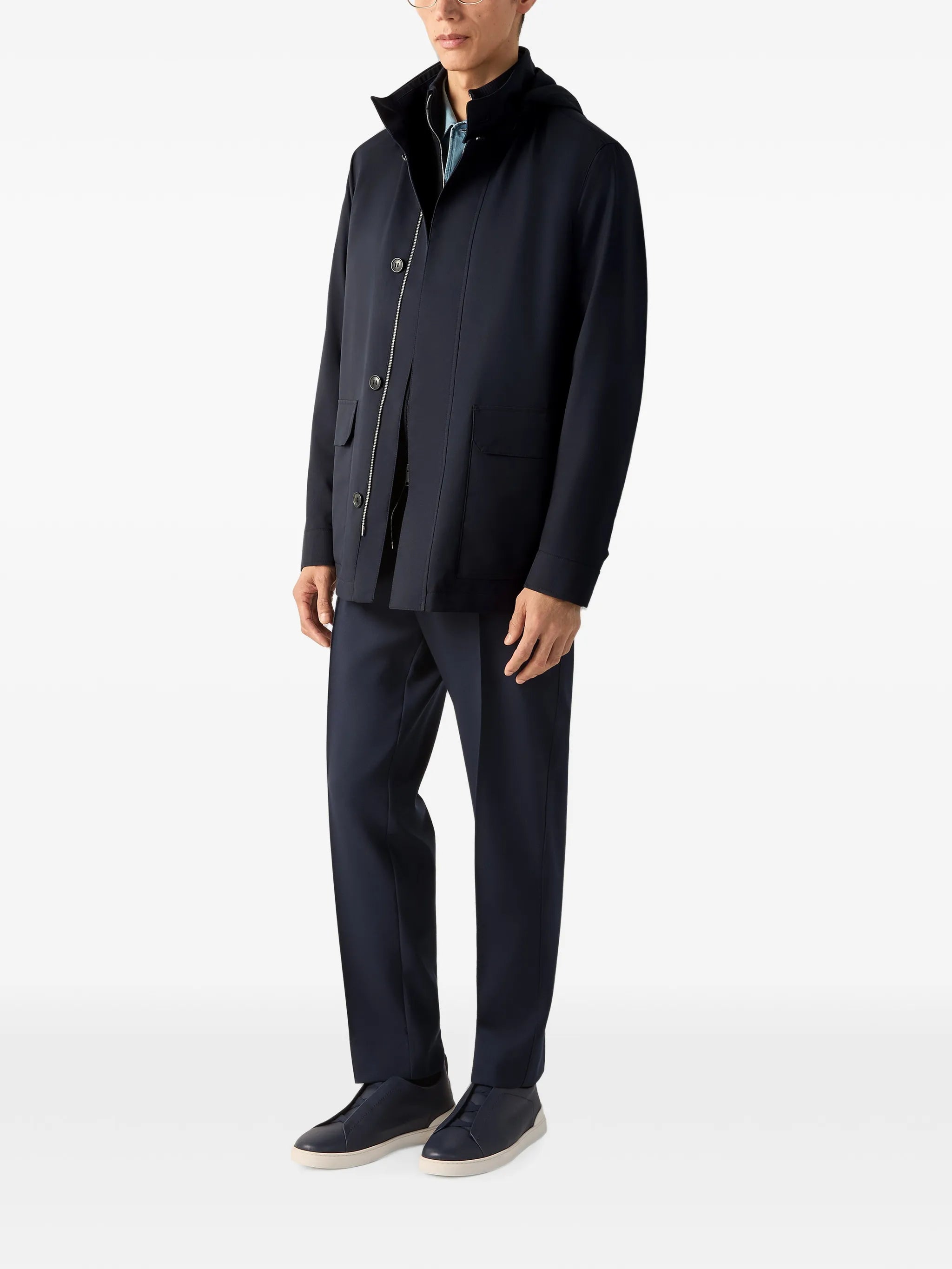 Zegna Zegna Navy Blue Wool Pants, view 2