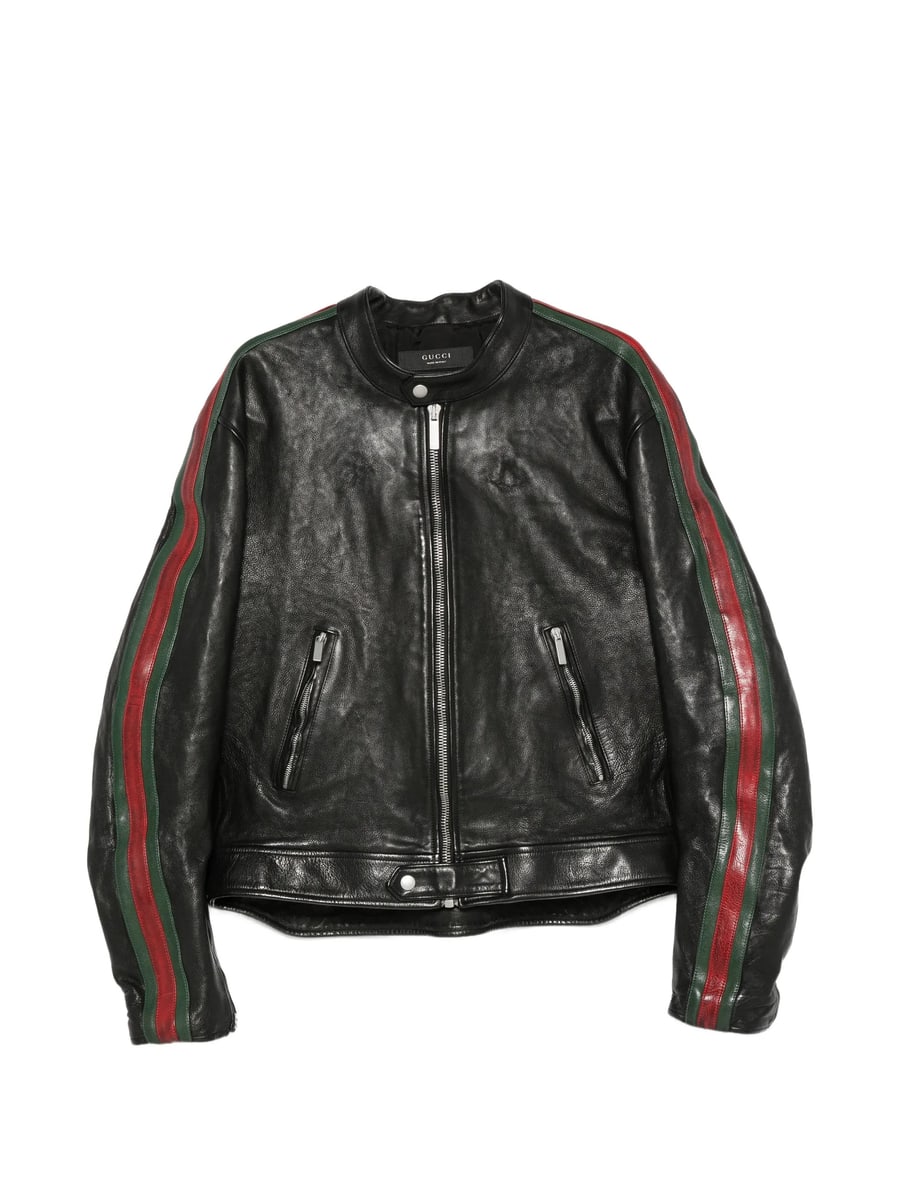Gucci Gucci Web-stripe Leather Jacket