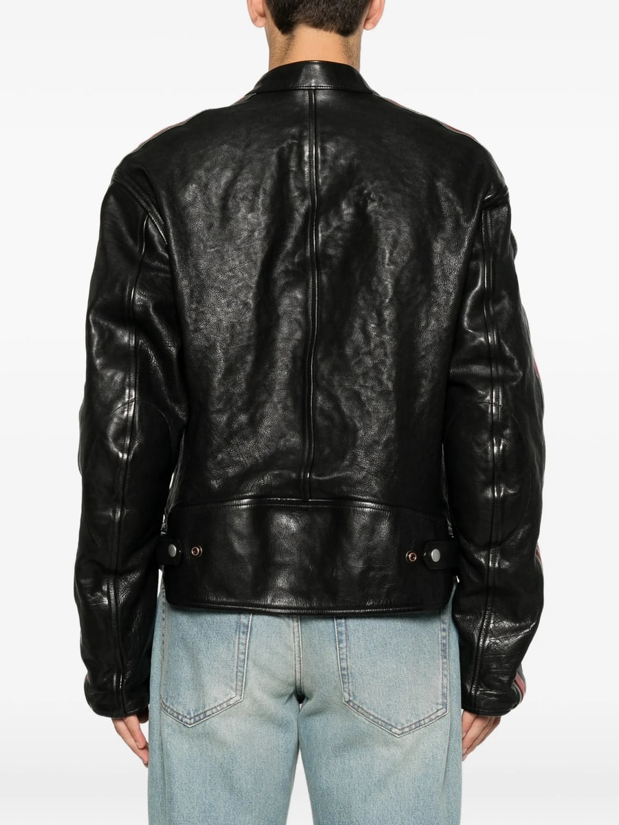 Gucci Gucci Web-stripe Leather Jacket, view 3