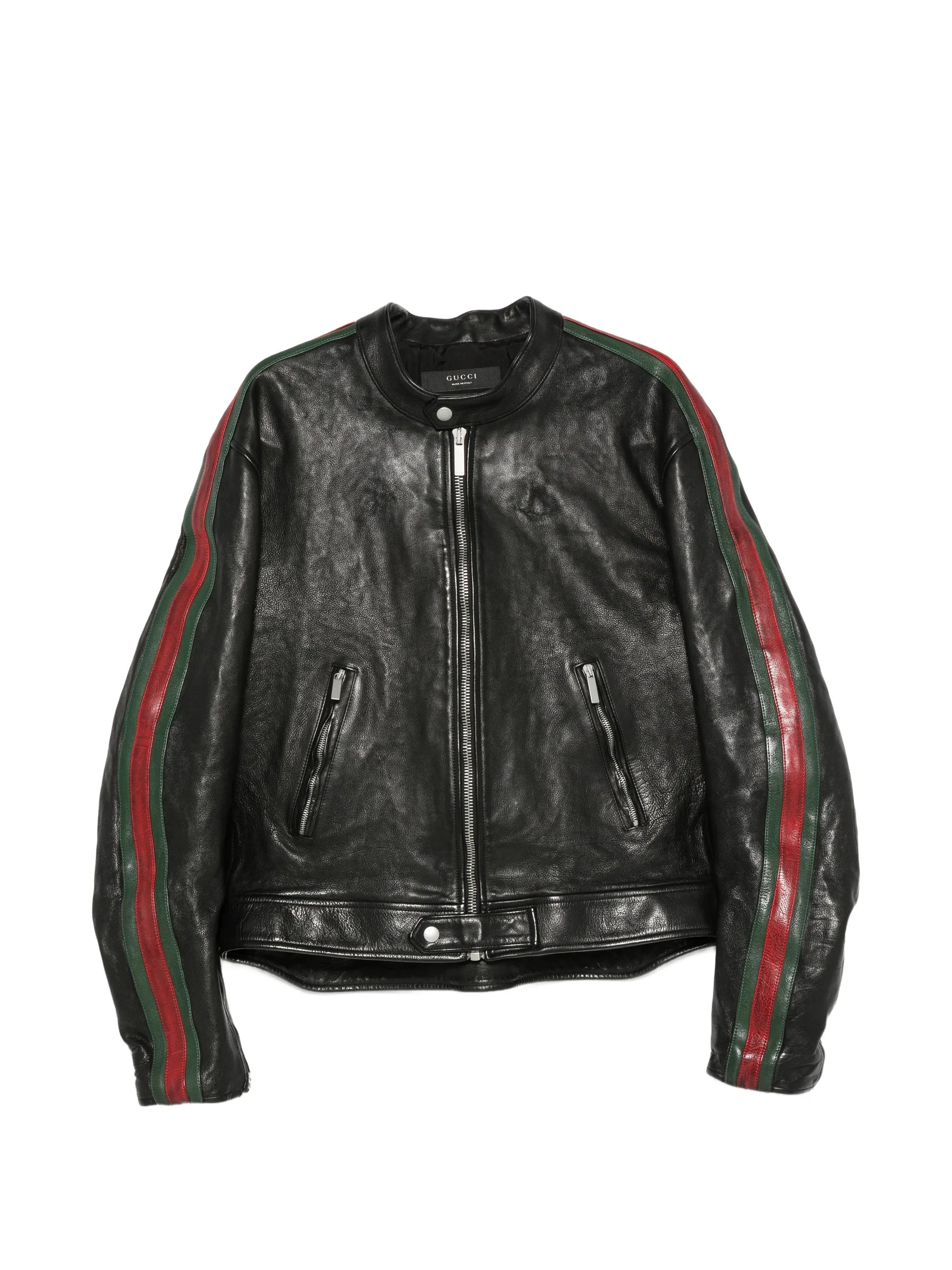 Gucci Gucci Web-stripe Leather Jacket