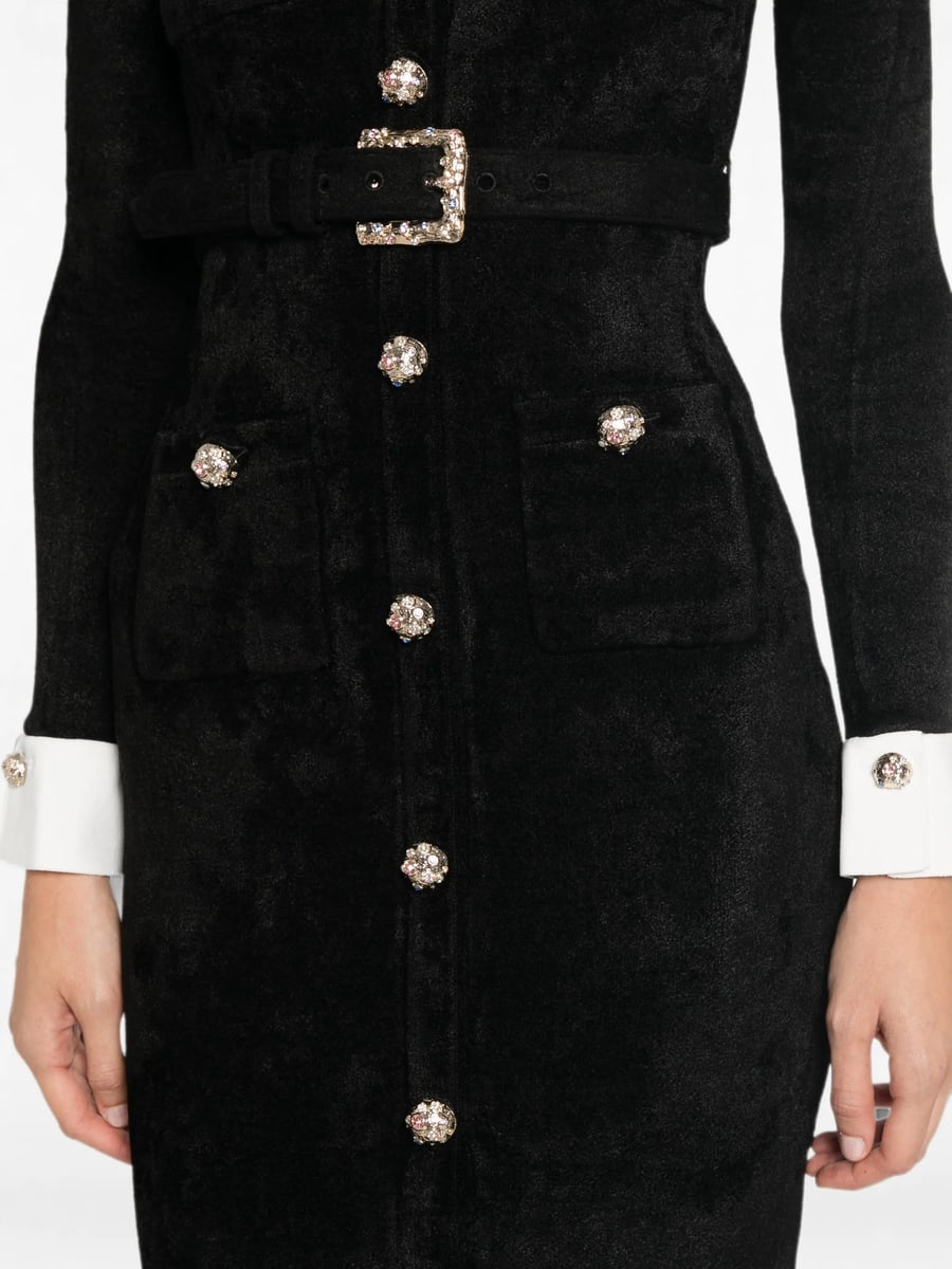 self-portrait Self-portrait Belted Button-down Midi Dress, view 2