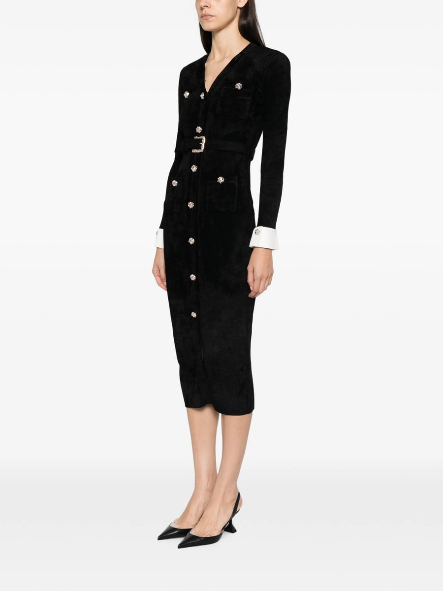 self-portrait Self-portrait Belted Button-down Midi Dress, view 4