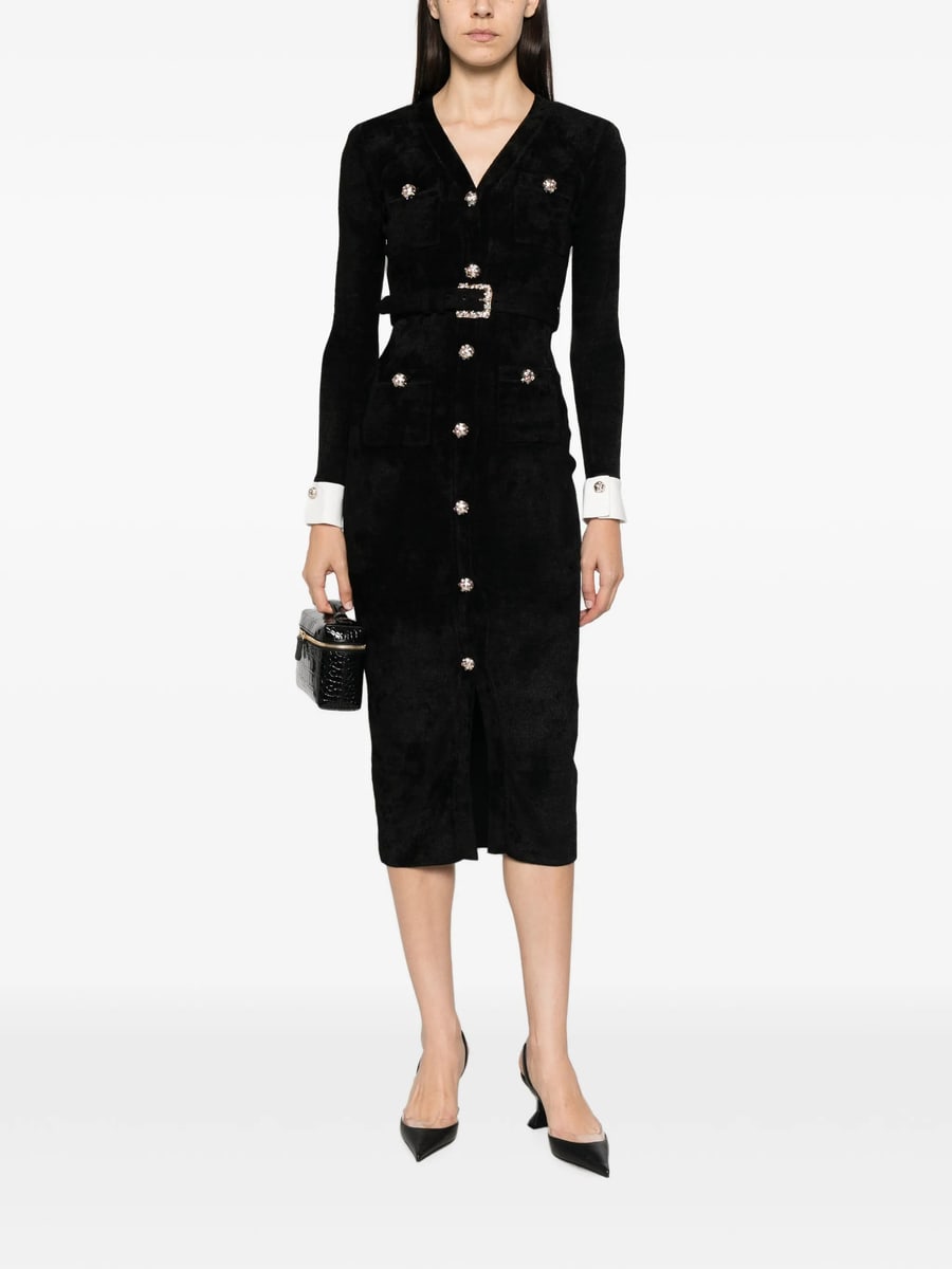 self-portrait Self-portrait Belted Button-down Midi Dress, view 5