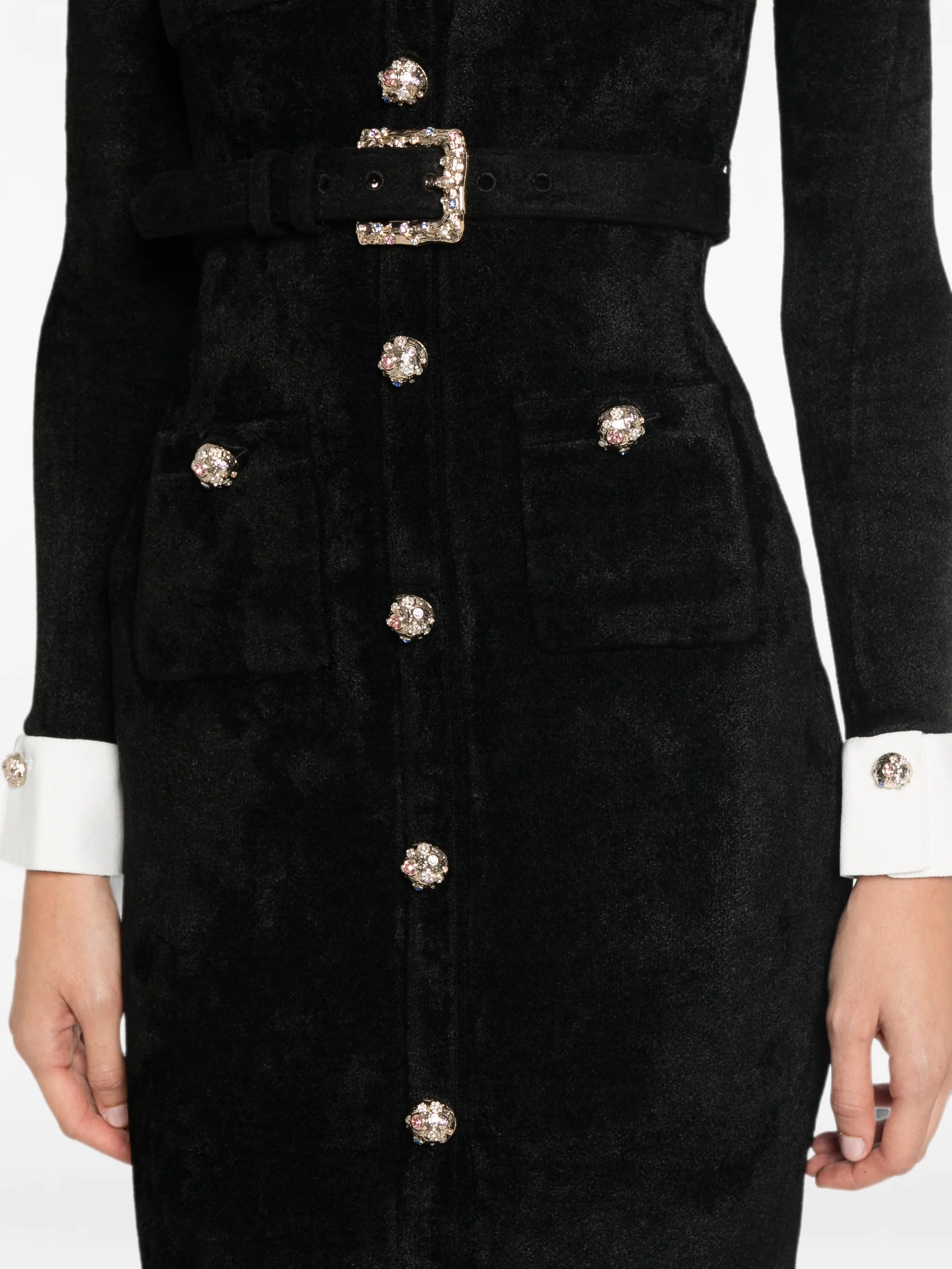 self-portrait Self-portrait Belted Button-down Midi Dress, view 2