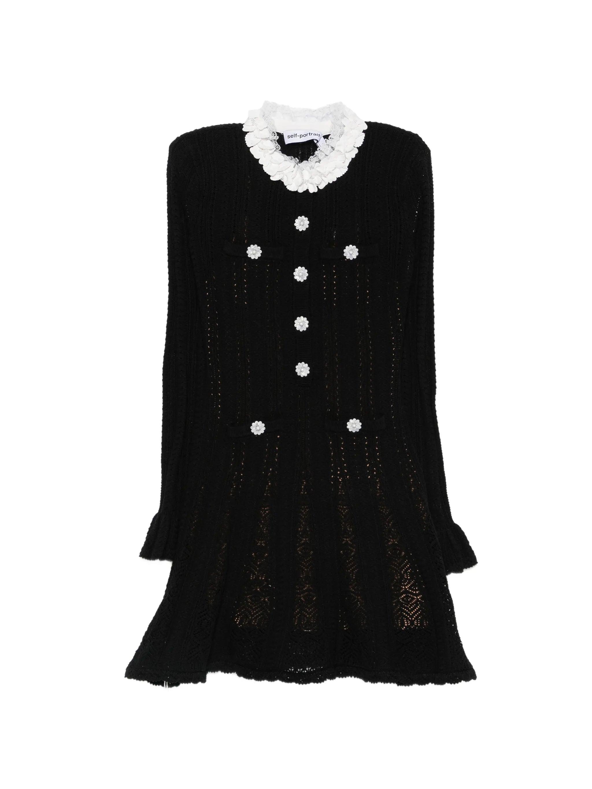 self-portrait Self-portrait Flower-trim Knit Mini Dress