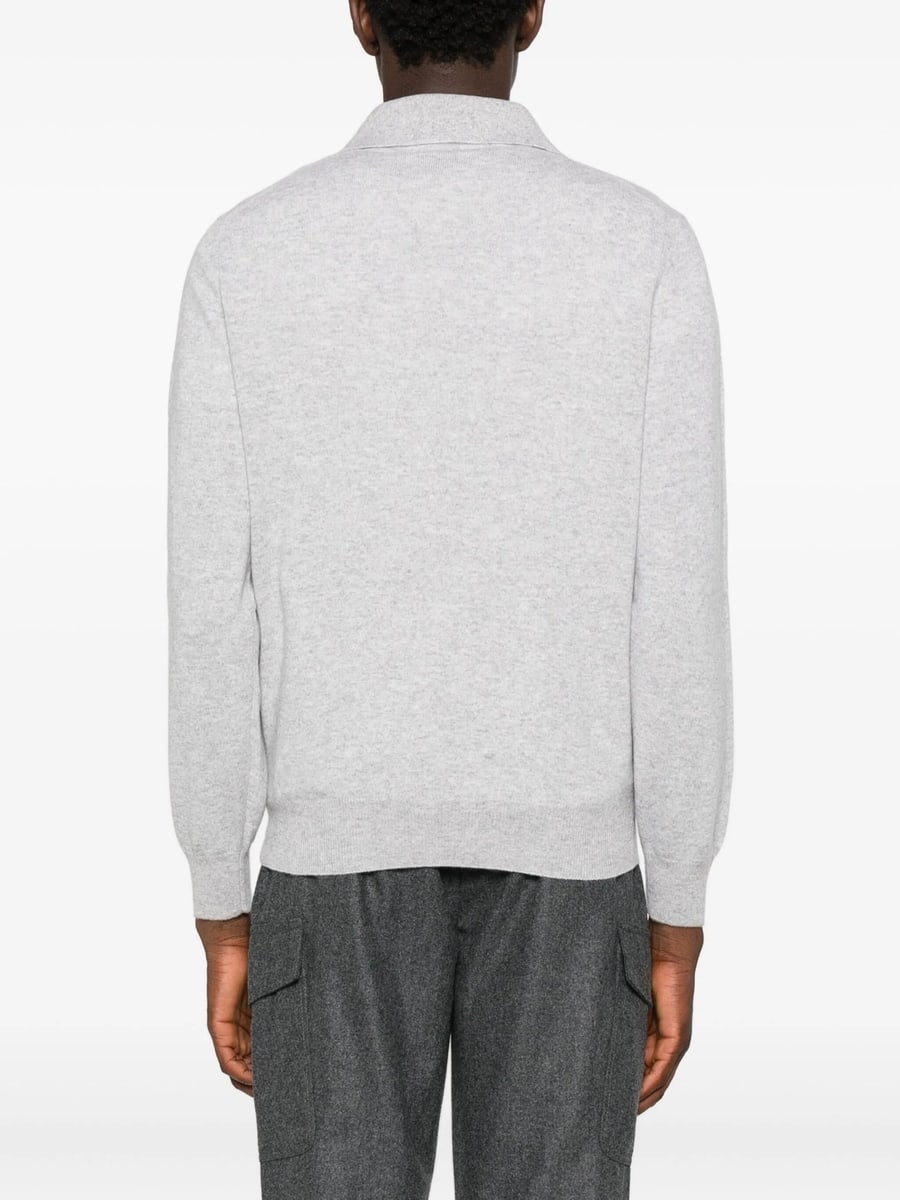 Brunello Cucinelli Brunello Cucinelli Long-sleeve Polo Sweater, view 3