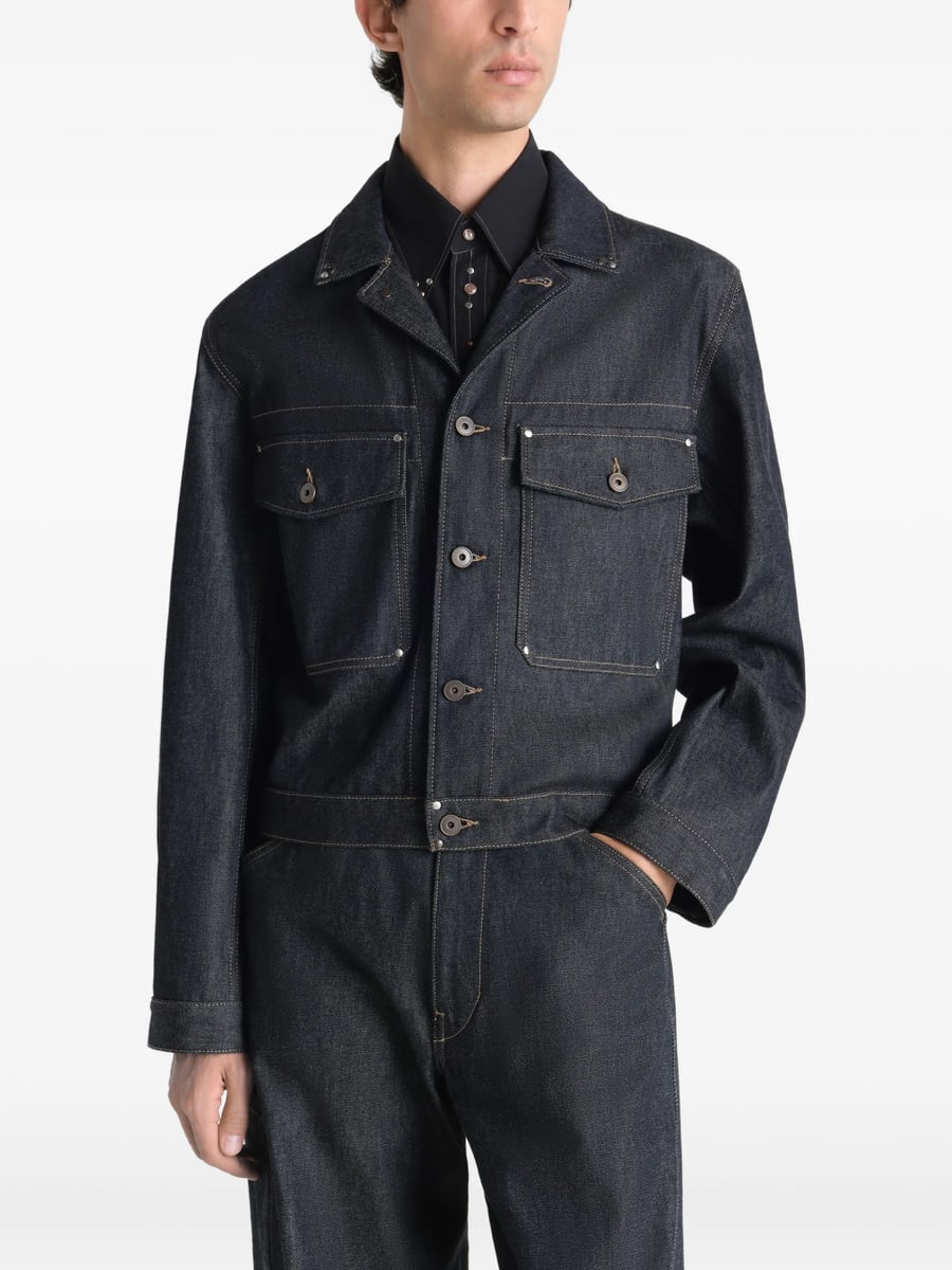 Lemaire Lemaire Trucker Jacket With Studs In Denim, view 3