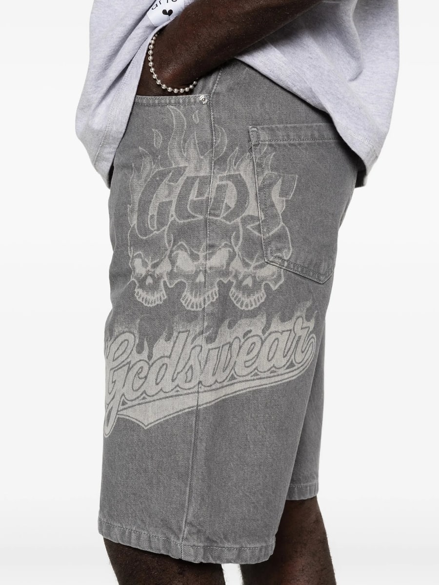 Gcds Gcds Printed Denim Shorts, view 5