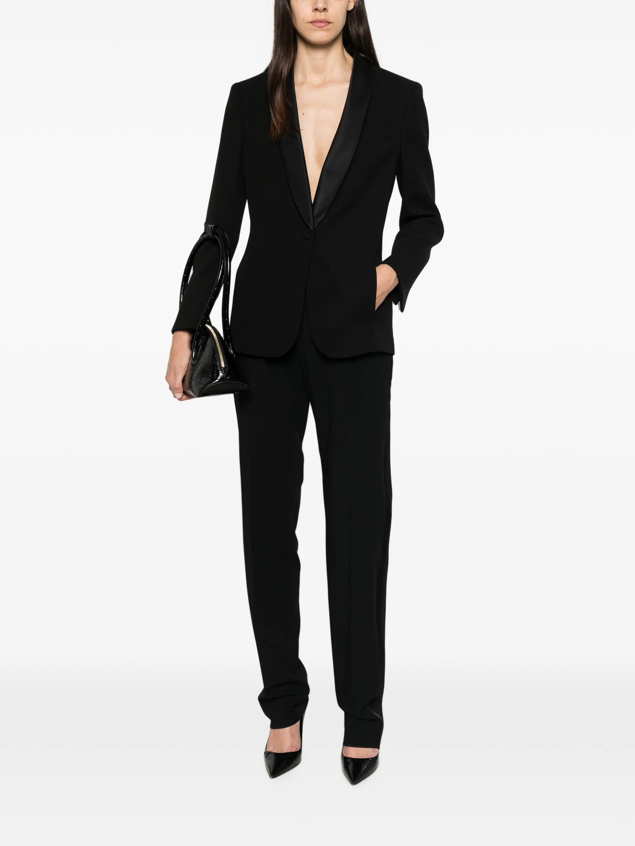 Giorgio Armani Giorgio Armani Satin-trim Pleated Trousers, view 2