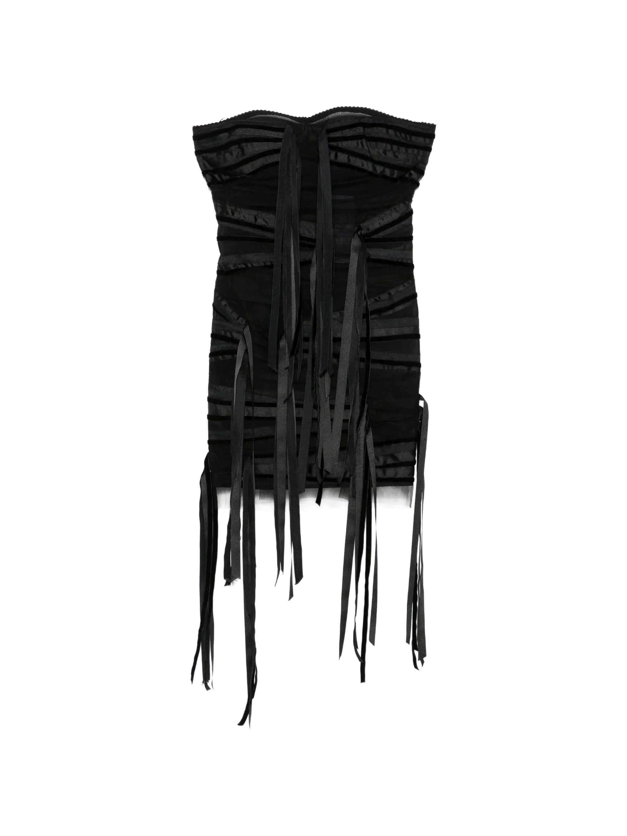 The Attico The Attico Fringed Strapless Mini Dress