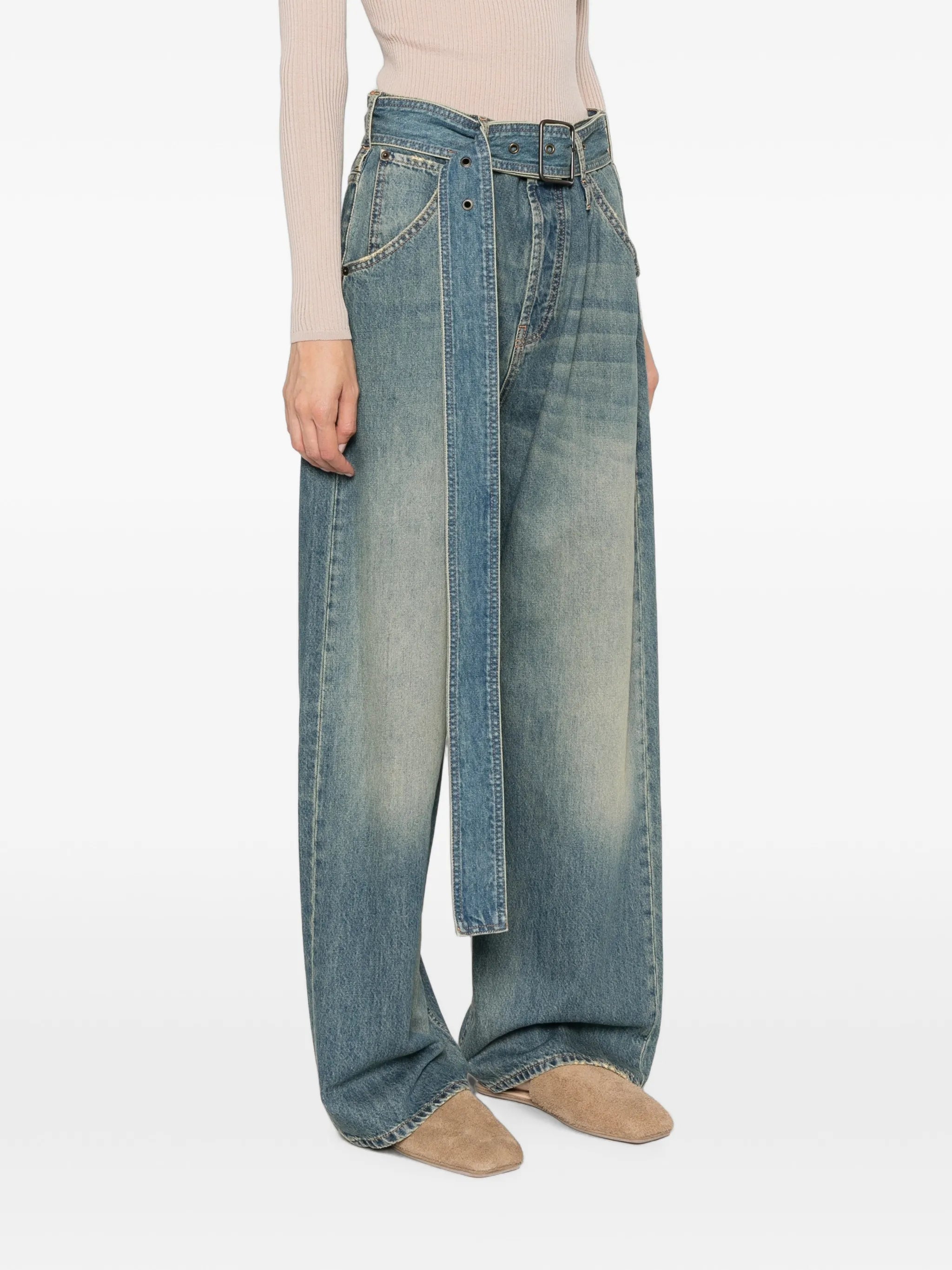 Darkpark Darkpark Belted Wide-leg Jeans, view 2