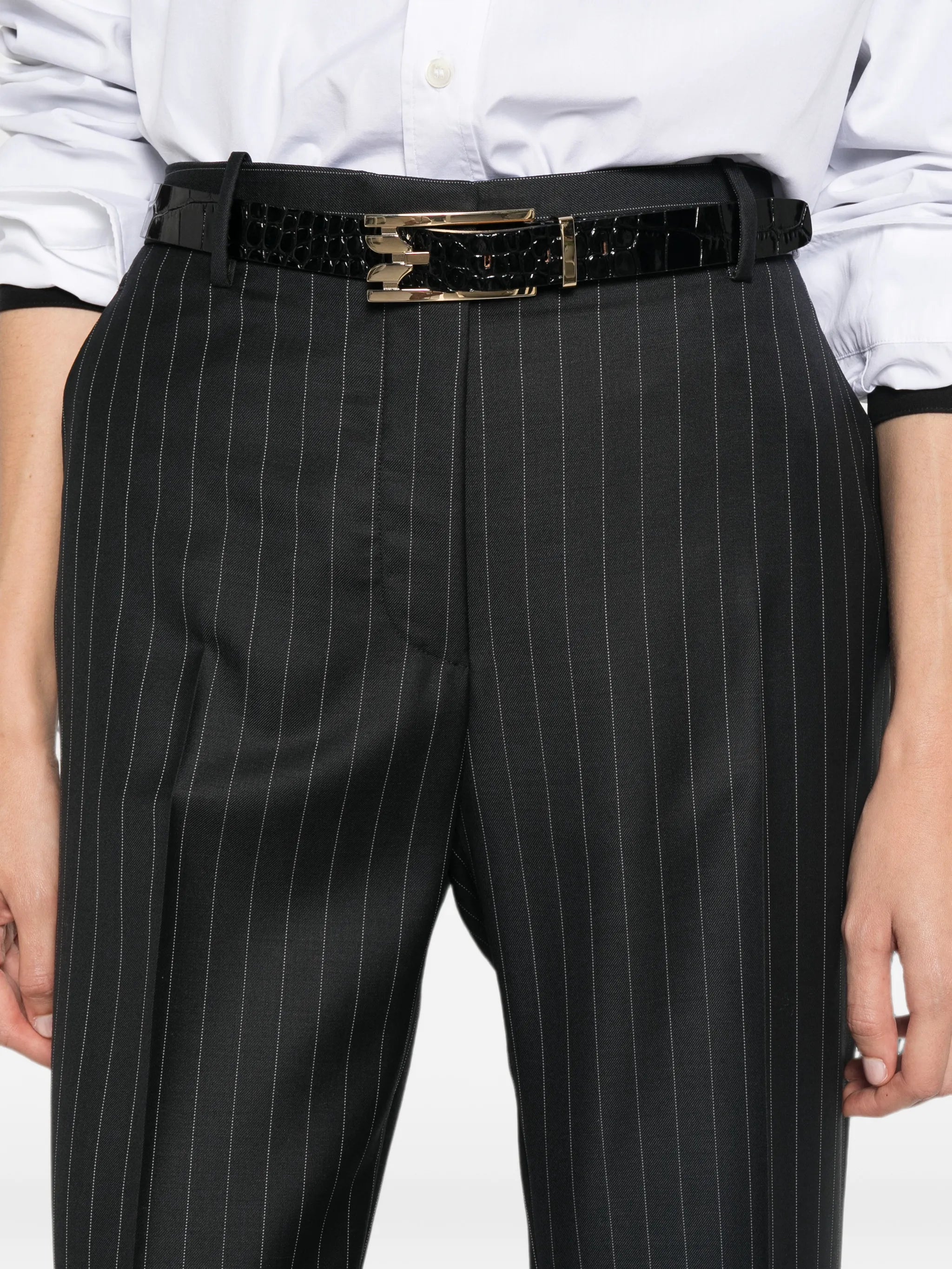 Tom Ford Tom Ford Chalk-stripe Wool-mohair Tailored Straight Boyfriend Pants, view 2