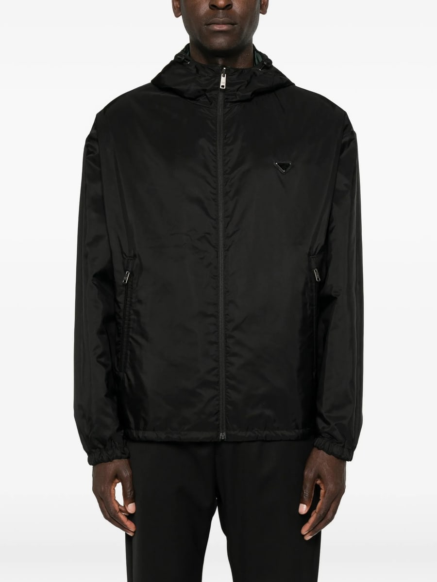 Prada Prada Logo-plaque Hooded Jacket, view 3