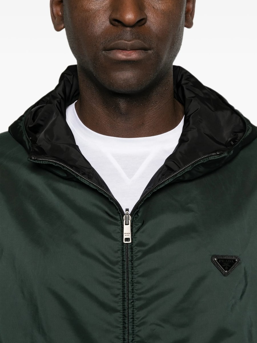 Prada Prada Logo-plaque Hooded Jacket, view 5