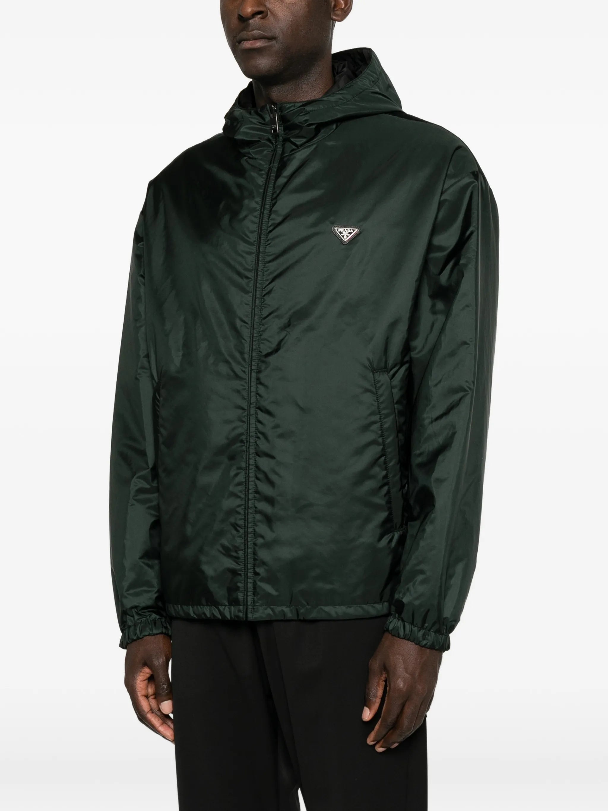 Prada Prada Logo-plaque Hooded Jacket, view 2