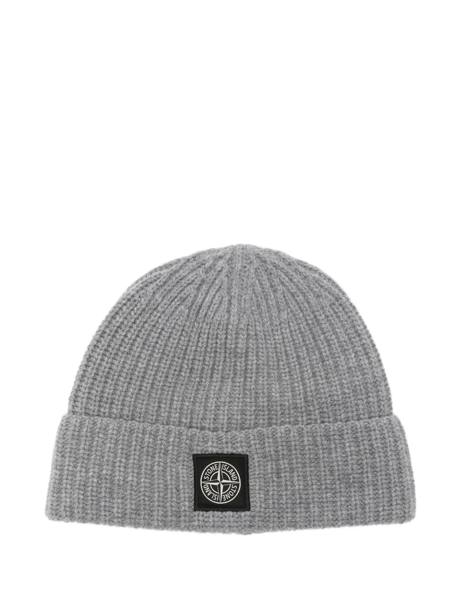 Stone Island Stone Island Logo-patch Ribbed-knit Beanie Hat