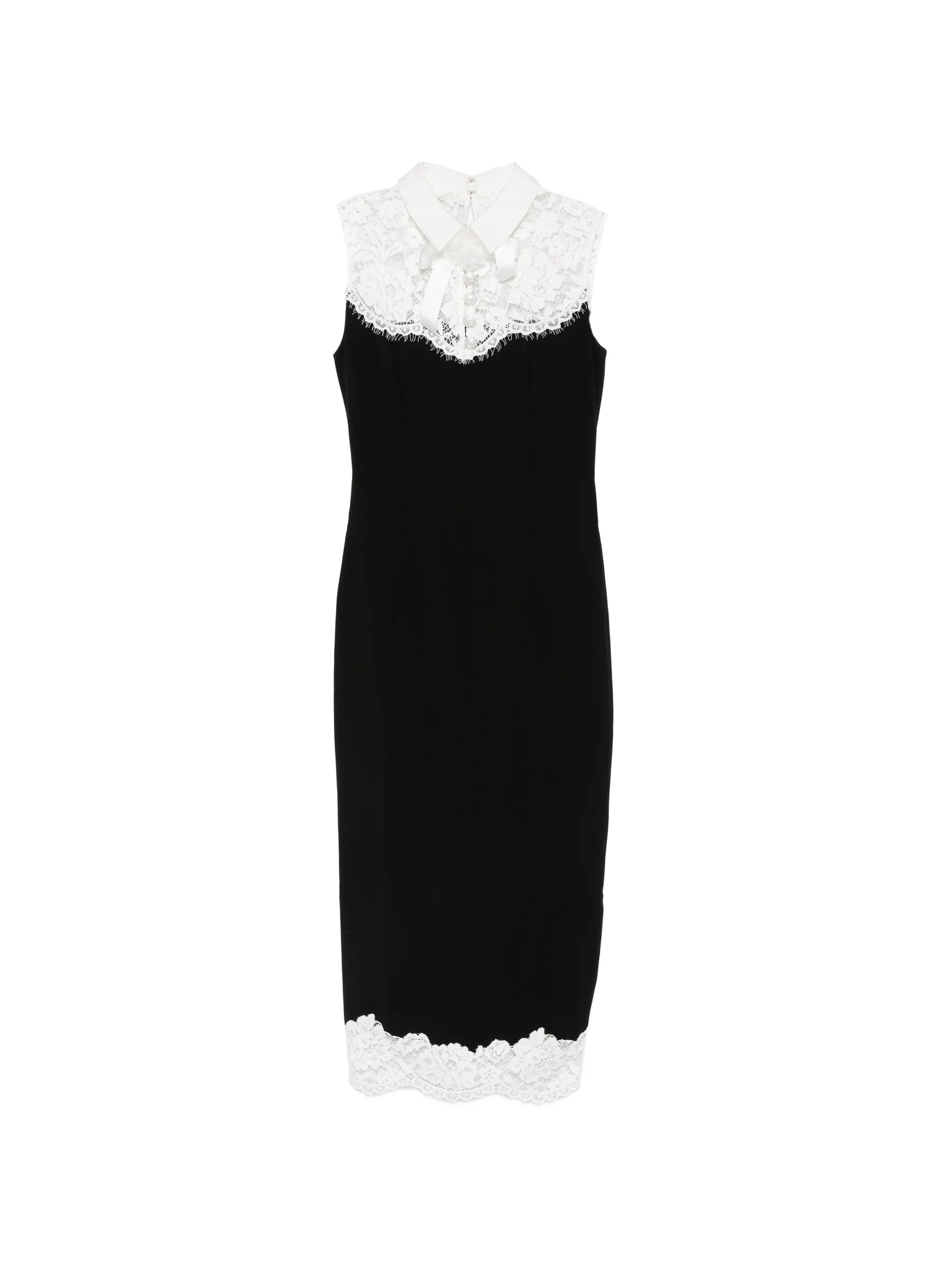 self-portrait Self-portrait Black Contrast-lace Bodice Midi Dress