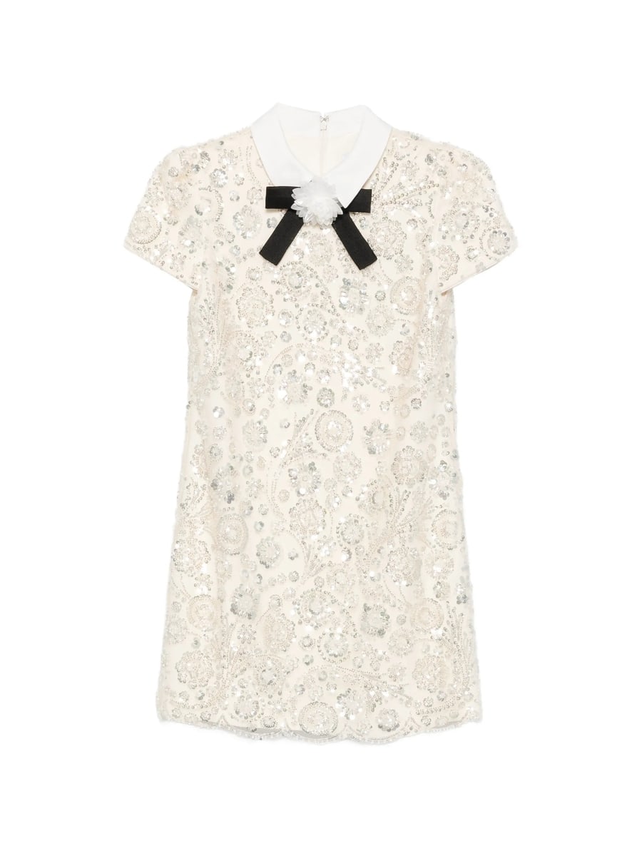 self-portrait Self-portrait Sequin-embellished Bow-detail Mini Dress