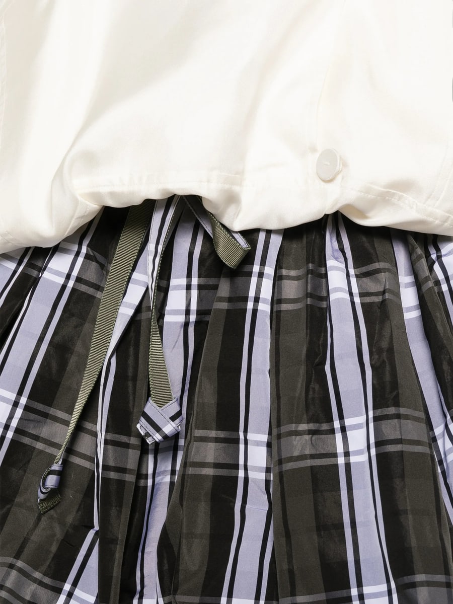 Patou Patou Tartan-print Bubble-hem Skirt, view 4