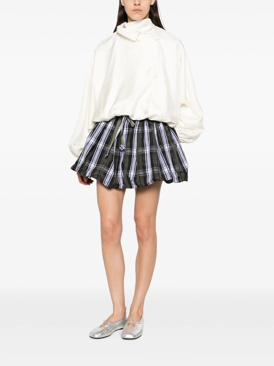 Patou Patou Tartan-print Bubble-hem Skirt, view 5